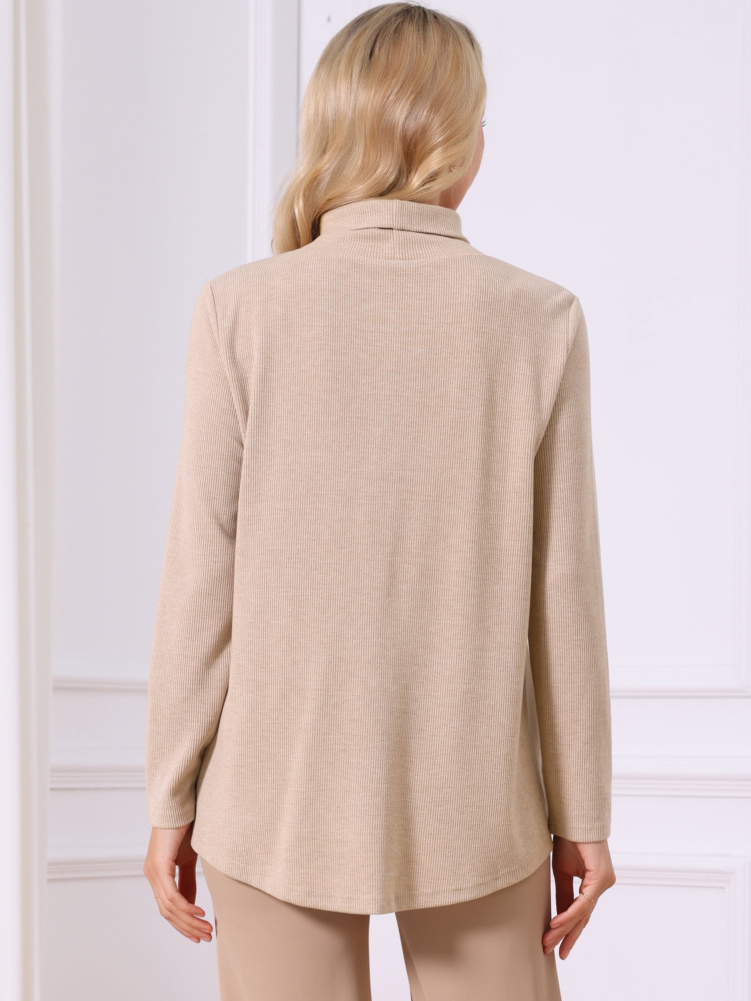 DARING DIVA Women's Turtleneck Sweater Long Sleeve Loose Fit Knit Top S Khaki