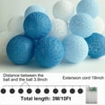 thumbnail image 2 of Cotton Ball String Fairy Lights,Hanging Lamp,Led Lights for Kids Bedroom,Home Decor,Garden Hanging Lights Cotton Thread,20 LED Warm Lights Decor Led Decor,Festival Ball Light-strip,10 ft,Blue, 2 of 7