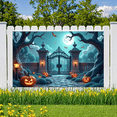 thumbnail image 2 of Halloween Theme Decorative Banner Spooky Atmosphere Jack o Lanterns Gate Design for Outdoor Decorating Holiday Party Night, 2 of 5