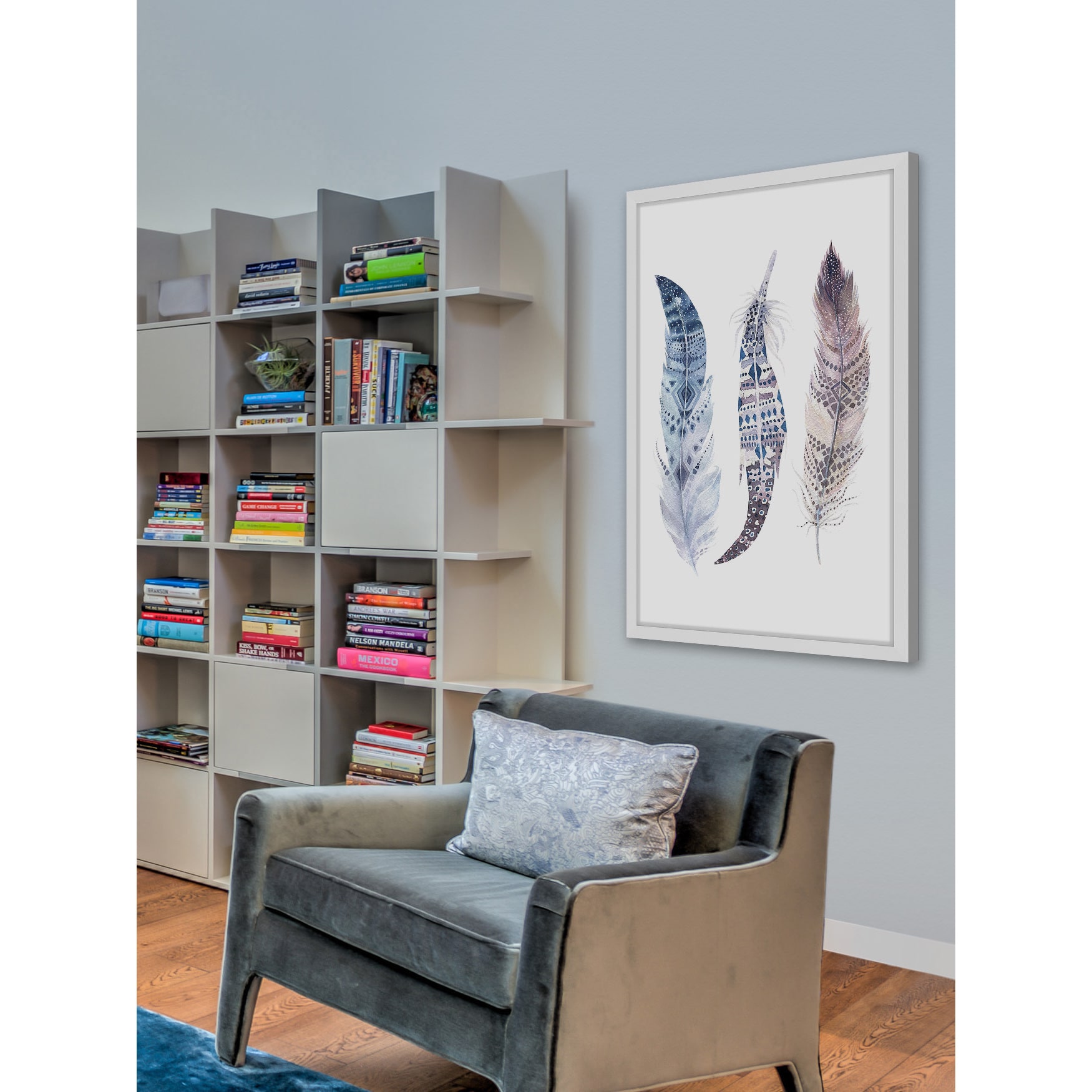 Marmont Hill "Wavy Feathers" by Shayna Pitch Framed Painting Print