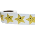 thumbnail image 4 of Pegatinas de estrella dorada con cara sonriente, etiquetas de papel metálico, pegatinas de recompensas para maestros y niños, 1,5 pulgadas, 500 etiquetas adhesivas por rollo., 4 of 5