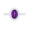 thumbnail image 5 of Rosec Jewels Oval Shape Amethyst Ring with Moissanite Halo for Women - 6X8 mm - AAA Grade, 18K White Gold, US 10.50, 5 of 9