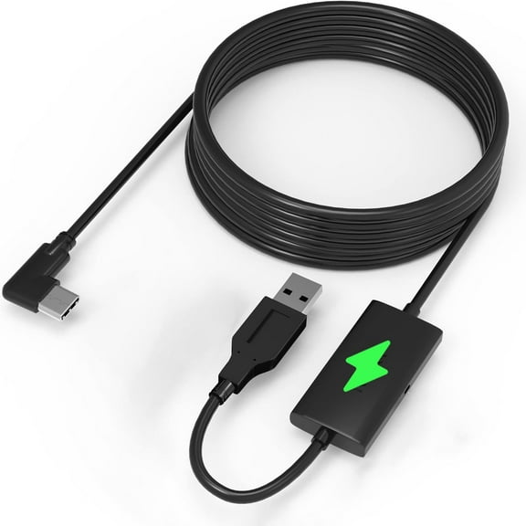 16 Ft Link Cable for Quest 3/2/Pro, with Separate Charging Port, USB 3.0 Type A to C Cable for VR Headset Accessories-Black