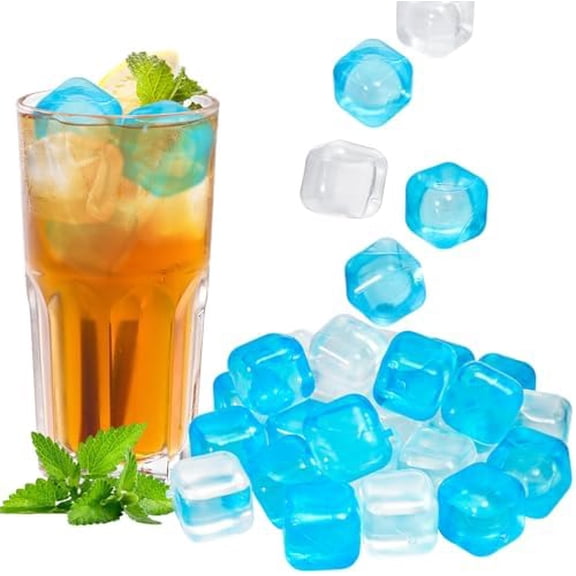 80 Pack Reusable Ice Cube for Drinks, Square Plastic ice Cubes Without Diluting BPA Free, Refreezable Ice Cubes for Coffee, Wine, Whiskey, Cocktails