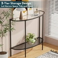 thumbnail image 5 of Glass Half Moon Console Table 2 Tier Narrow Entryway Table with Black Metal Frame, Modern Sofa Table Small Entryway Table, Easy to Assemble, 5 of 7