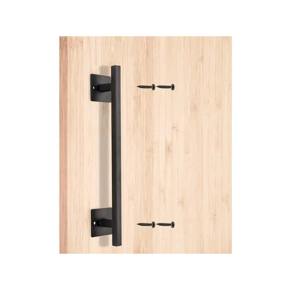 ATT Rustic Sturdy Sliding Barn Door Handle Flush Pull Set-Matte Black-Square