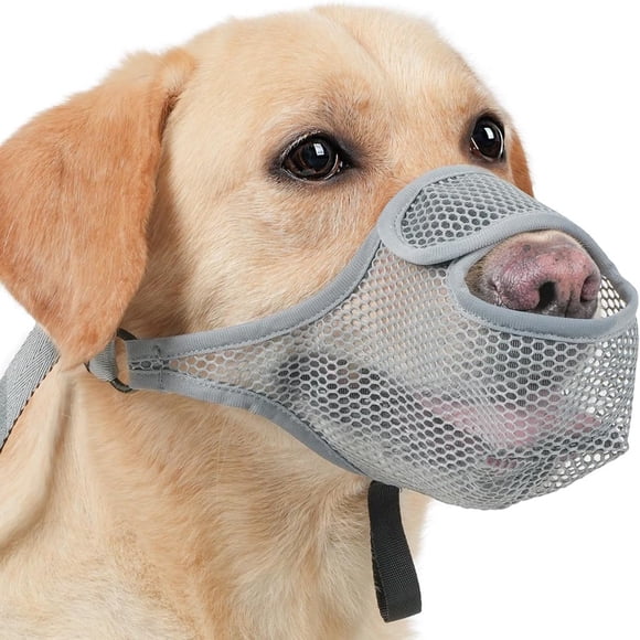 SUTENGDA Muselière pour Chien pour Grands Moyens Petits Chiens Muselière en Maille pour Chien pour Empêcher de Mordre Mâcher Lécher Manger Muselière Souple pour Chien avec Ouverture avant pour Boire Haleter (Noir G)