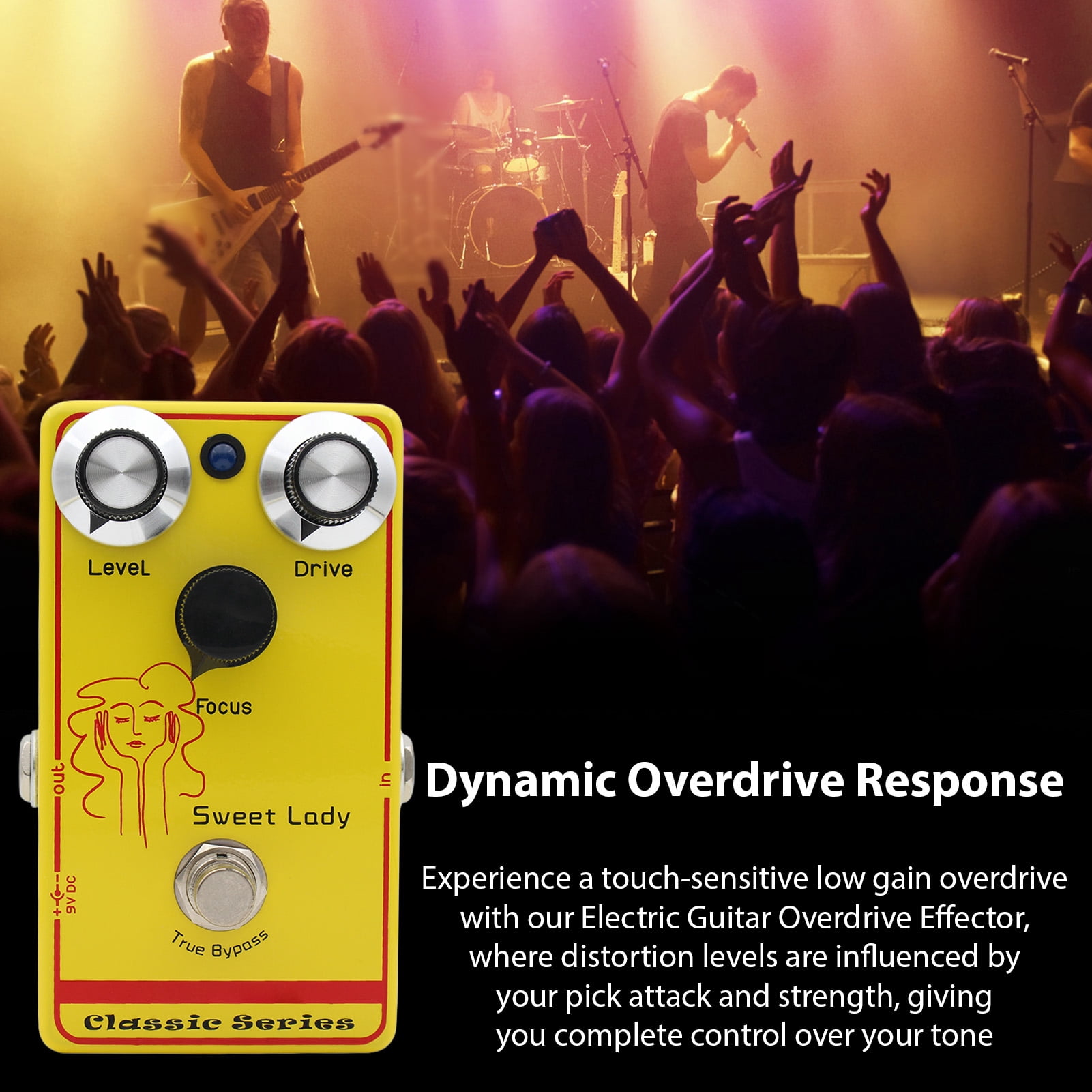 Nieyigj Classic SWEET LADY Overdrive Effects Pedal Touch Sensitive Low Gain DC 9V Electric Guitar Effector with True Bypass (4.6 inches / 11.6 cm)