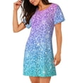 thumbnail image 2 of Rateoe Multicolor Glitter Print Women’s Nightdress – Cozy Cotton Short-sleeved Sleep Shirt, Loose-Fit Sleepwear, Perfect for Relaxing and Sleeping, 2 of 6