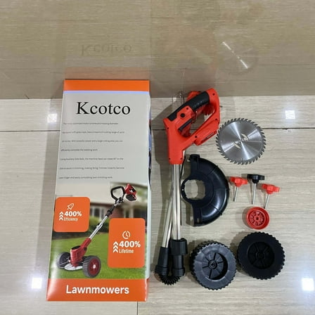 Kcotco Lawnmowers,14-Inch Cordless String Trimmer & Edger, (2 x 21V 4.0Ah Electric Brush Cutter Battery Powered), with Auxiliary Bracket, Side Ball, 90° Rotary Head