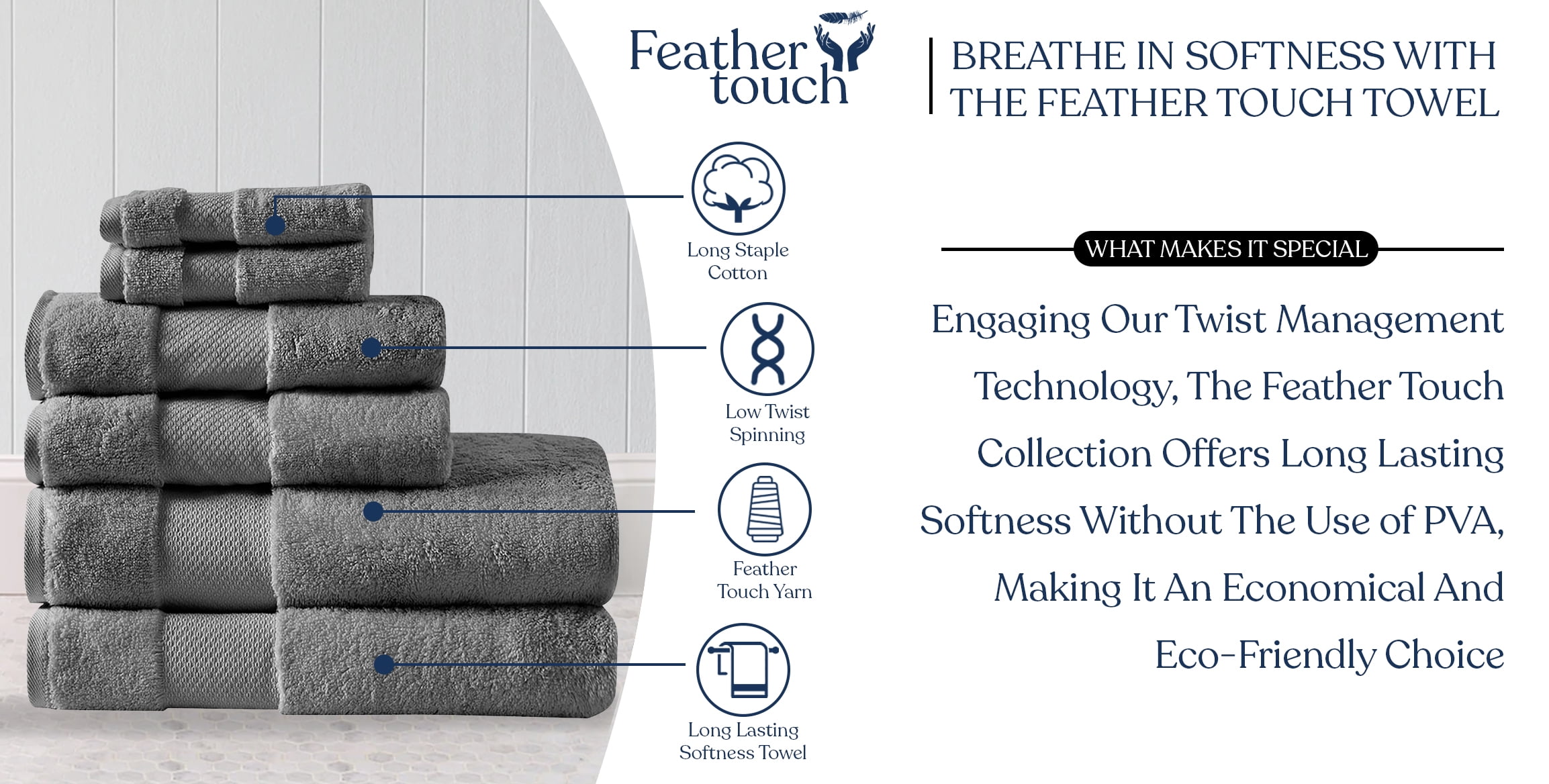 Delara 33-Piece Organic Cotton Towel Set, 650 GSM Luxury Plush, Quick Dry & Ultra-Absorbent, GOTS & OEKO-TEX Certified, Dark Gray