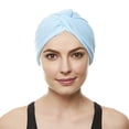 thumbnail image 3 of Beemo Womens Swim Cap Bathing Turban-Polyester Twisted Pleated Turban Head Cover Light Blue, 3 of 4