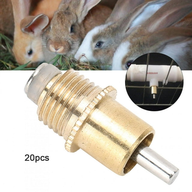 Copper Head 20PCS Metallic Copper High Compatibility Drinker With Nipple, Rabbit Drinking Fountain Drinking Fountain With Automatic Nipple, for Rabbit Pets