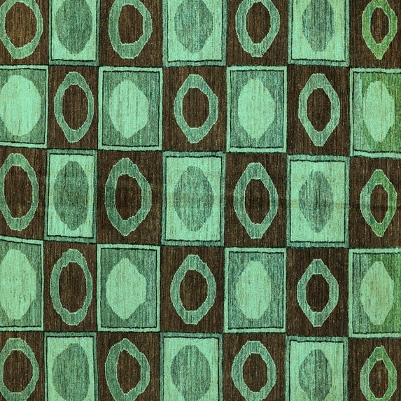 Ahgly Company Indoor Square Abstract Turquoise Blue Modern Area Rugs, 4' Square