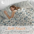 thumbnail image 4 of Flower Blue Bedding Duvet Cover Set King Size 4 Pieces Grey Cherry Blossoms Cotton Linen Background Bedding Set with Zipper Closure, 1 Comforter Cover 92x106 Inches 1 Flat Sheet & 2 Pillow Cases, 4 of 7