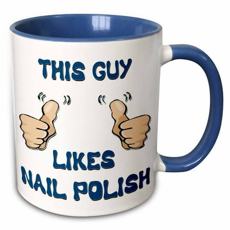 

3dRose This Guy Likes Nail Polish - Two Tone Blue Mug 11-ounce