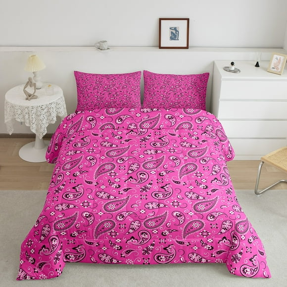 Erosebridal Paisley Floral Bedding Full Comforter Set, Western Cowgirl Cowboy Comforter Sets Full Size, Boho Style Reversible Down Comforter, Lightweight Bedroom Decoration, 3pcs