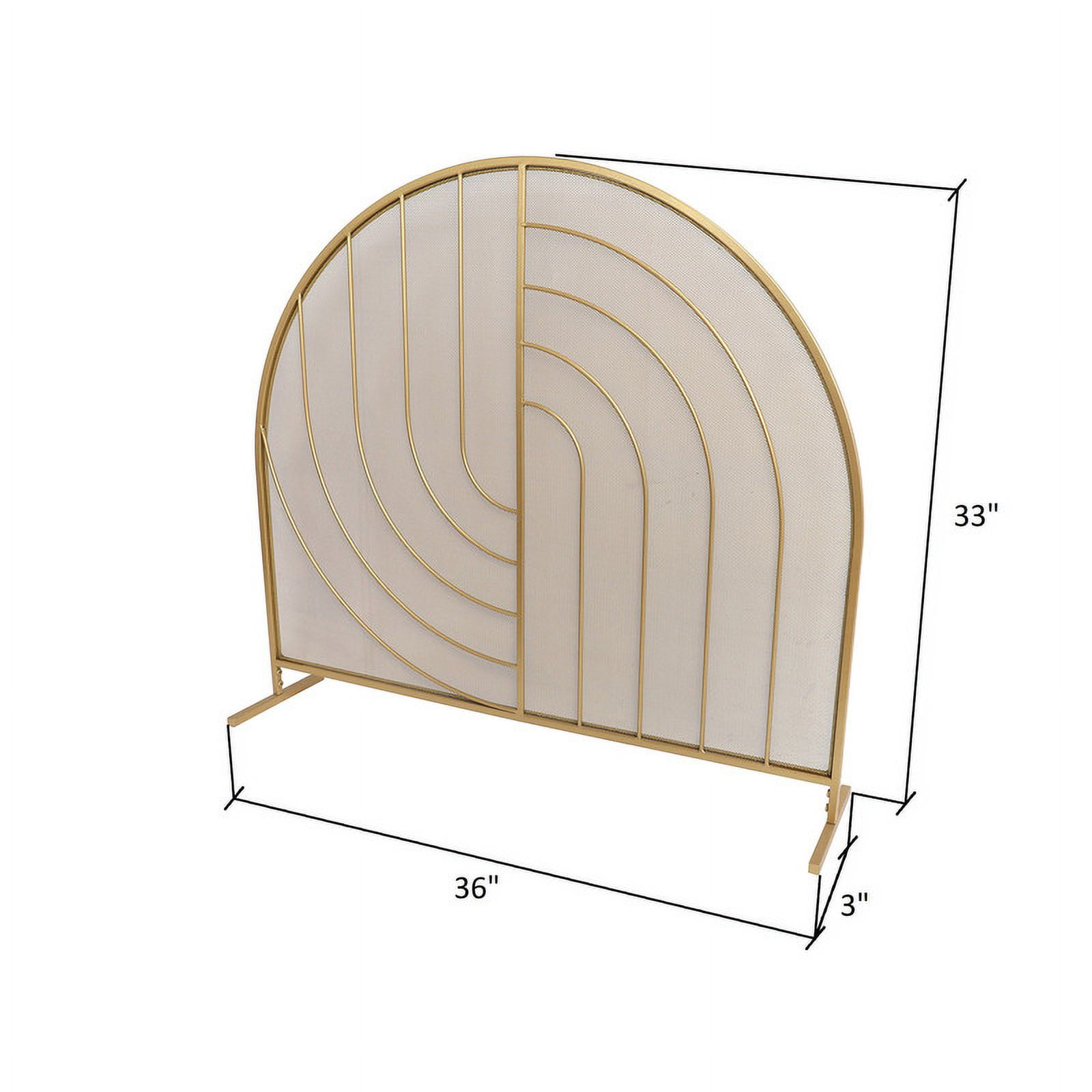 Lumelle Arched Single PanelGold Glam Fireplace Screen