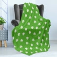 thumbnail image 4 of Irish Soft Flannel Fleece Blanket, Old Fashioned Polka Dots Backdrop with Cultural Flowers Clovers Retro Classic, Cozy Plush for Indoor and Outdoor Use, 60" x 80", Lime Green White, by Ambesonne, 4 of 5