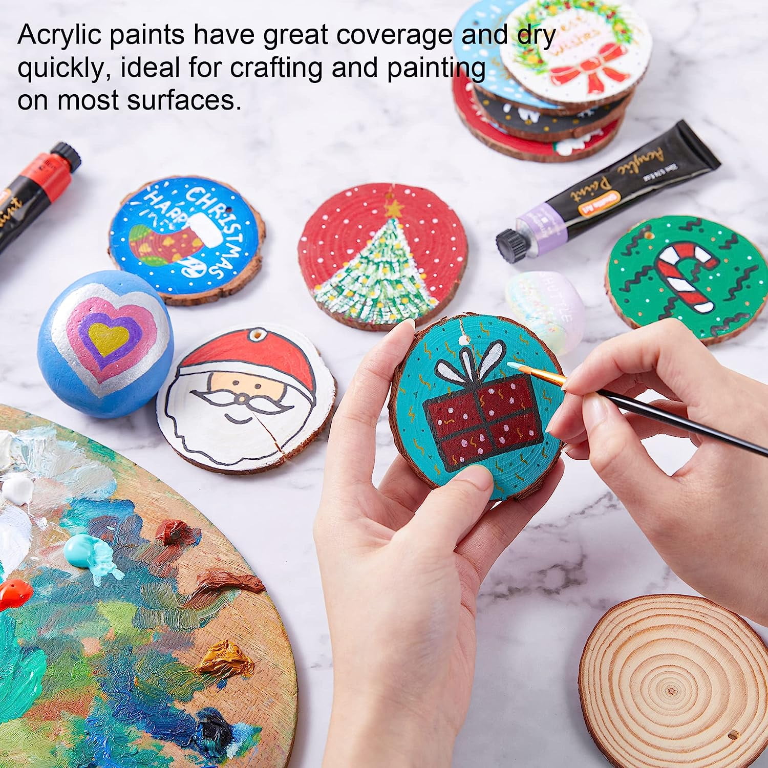 82 Pack Acrylic Paint Set, Shuttle Art 66 Colors Acrylic Paint with 10 Brushes, 22ml/0.74oz Tubes, Vibrant Colors,Painting Supplies for Kids, Adults Painting & Crafting on Canvas, Wood Ceramic