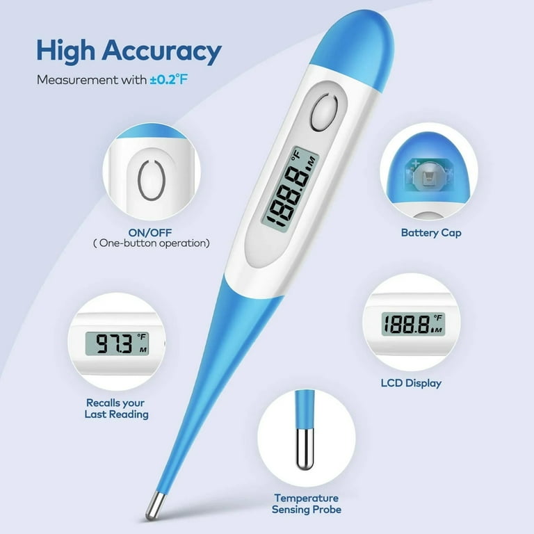 Thermometer for Adults Digital Oral Thermometer for Fever with 10