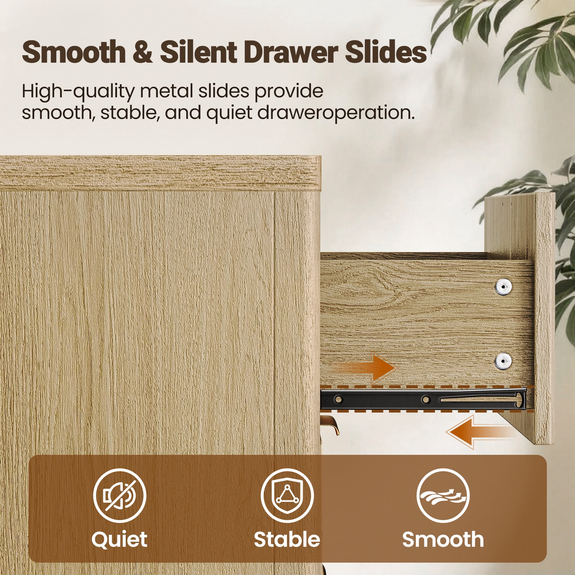 CHITOOMA Modern 5 Drawer Dresser for Bedroom, Fluted Wood Chest of Drawers with Gold Handles, Tall Storage Cabinet for Living Room, Natural