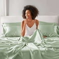 thumbnail image 6 of Cotton Bedding Set, Satin Luxury Sheet Set Cal King, Sage Comforter Set,Polyester Bed In A Bag, Household Supplies & Décor Bedding Bedding Sets Satin Luxury Sheet Set Cal King, 6 of 26