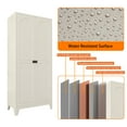 thumbnail image 3 of 71" Metal Storage Cabinet with Doors and Adjustable Shelves for Kitchen,Bedroom,Living Room,Beige, 3 of 7
