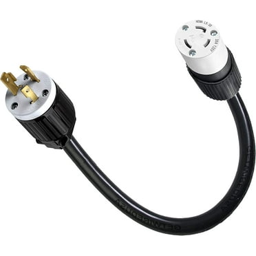 GJX L6-30P 3-Pin Male 220/250V Plug To L5-30R 110/125V 3-Prong Female Receptacle Socket Outlet Adapter, Electrical Power Twist Lock Connector Cord Convert