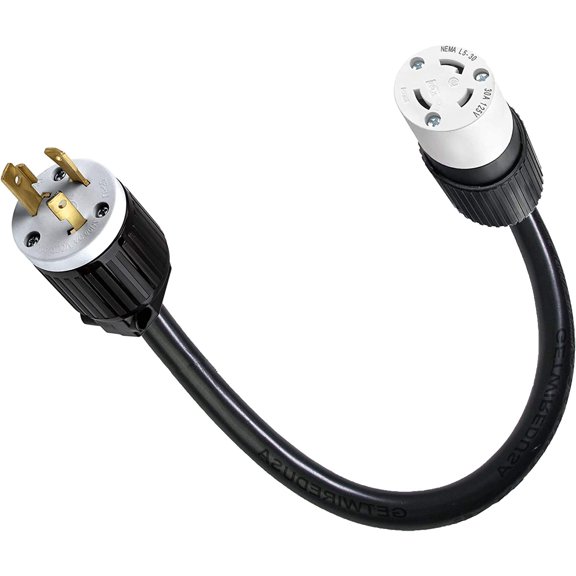 L6-30P 3-Pin Male 220/250V Plug To L5-30R 110/125V 3-Prong Female Receptacle Socket Outlet Adapter, Electrical Power Twist Lock Connector Cord Convert