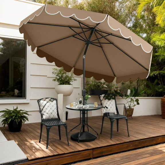Demifill 10 Feet Patio Umbrella, Market Umbrella with Crank Tilt Adjustment for Patio, Garden, Backyard, Outdoor Shade, Brown