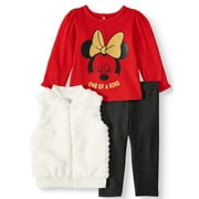 Disney Minnie Mouse Baby Girl French Terry Jacket, Jersey Tee, and Legging, 3pc Outfit Set