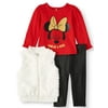 Disney Minnie Mouse Baby Girl French Terry Jacket, Jersey Tee, and Legging, 3pc Outfit Set