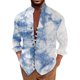 thumbnail image 1 of Men'S Retro Casual Loose Fitting Long Sleeved Printed Shirt Fashion Standing Collar Top 3XL, 1 of 5