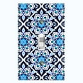 thumbnail image 1 of Metal Light Switch Plate Cover White Blue Mandala Flower Tile Pattern MDL031, 1 of 13