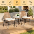 thumbnail image 5 of Tappio 3 Pieces Wicker Patio Chairs Furniture Set, Outdoor Bistro Set with Coffee Table, Porch Chairs Rattan Conversation Set for Lawn Balcony Backyard Garden, Beige, 5 of 9