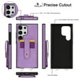 thumbnail image 4 of Wallet Case for Samsung Galaxy S25 Ultra, with Detachable Hand Wrist & Lanyard & Make-up Mirror Stand Feature PU Leather Drop Protection Cards Holder Phone Cover for Samsung Galaxy S25 Ultra,Purple, 4 of 13
