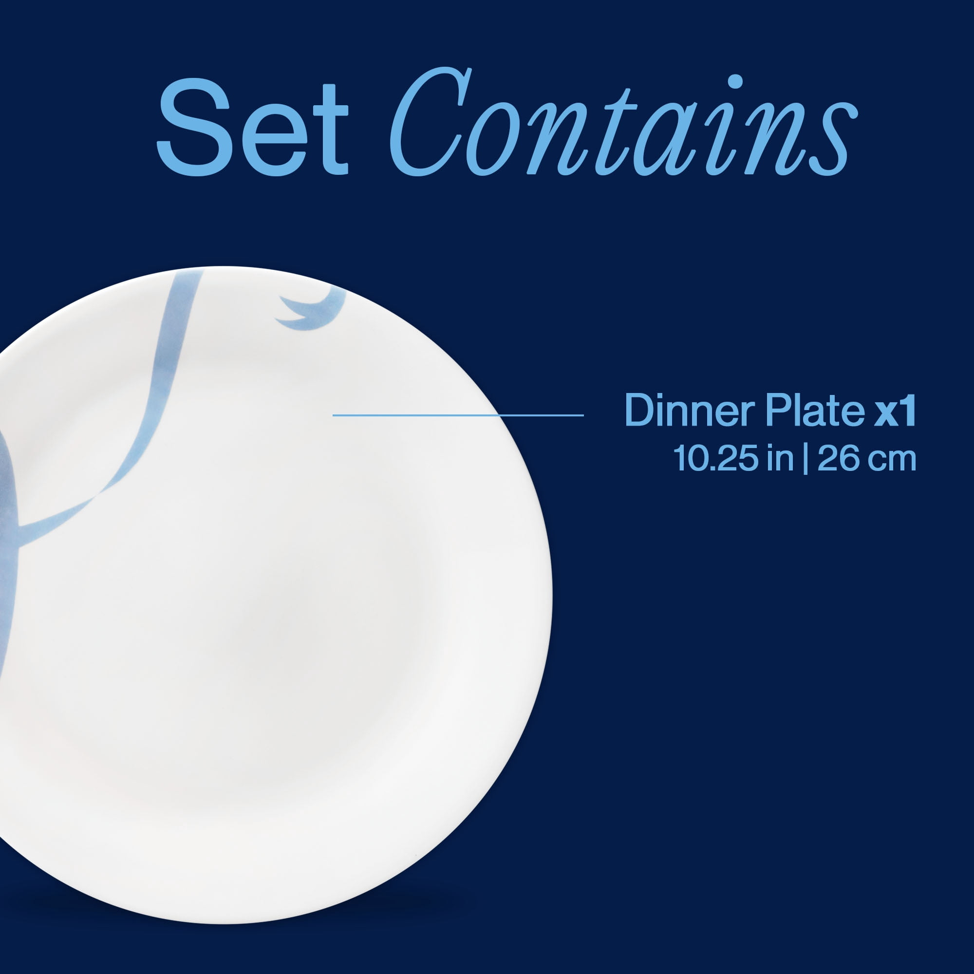 Corelle Blue Ribbons 10.3" Glass Dinner Plate