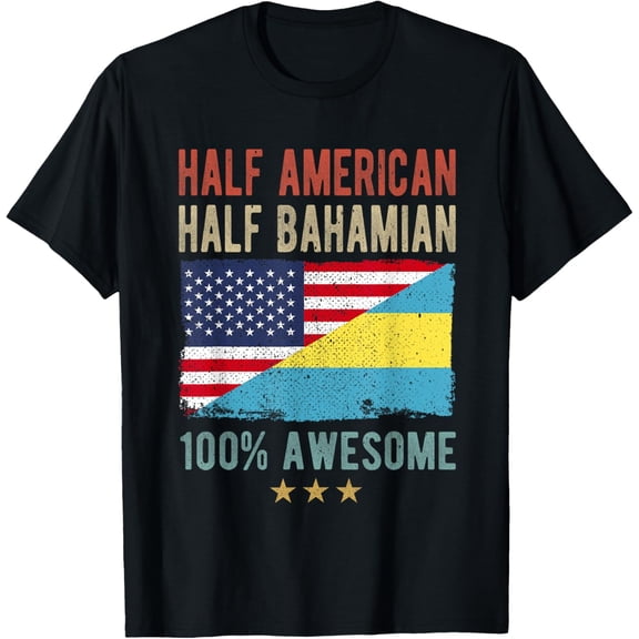 Playful Comfort Tee - USA Bahamas Flag Half American Half Bahamian T-Shirt