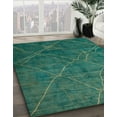 thumbnail image 3 of Ahgly Company Machine Washable Indoor Square Abstract Medium Teal Green Area Rugs, 7' Square, 3 of 7