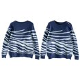 thumbnail image 3 of Women'S Casual Round Neck Long Sleeve Pullover Sweater Fall Winter Contrast Striped Shoulder Button Knit Tibet S, 3 of 6