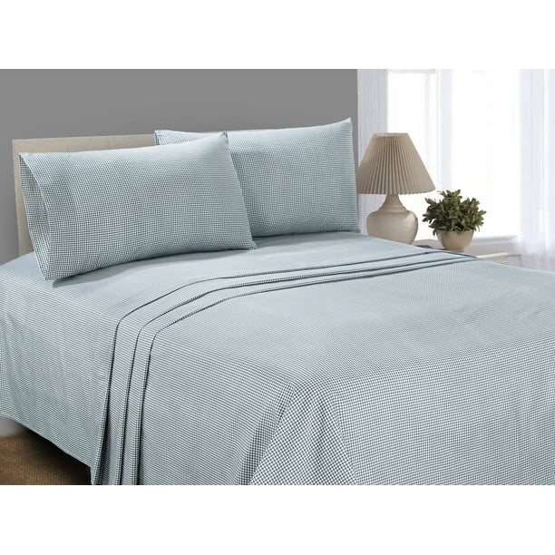 Mainstays Soft Wrinkle Resistant Microfiber King Grey Gingham Plaid