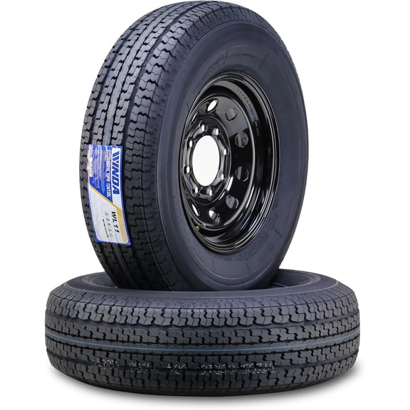 Winda Trailer Tire Wheel Assembly ST235/80R16 10-Ply E 124L 8 Lug on 6.5" PCD Black Mod Rim ,SET 2