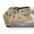 thumbnail image 3 of Dragonfly Soft Flannel Fleece Throw Blanket, Tree Branch with Original Lantern and Leaves on Polka Dots Backdrop Ethnic, Cozy Plush for Indoor and Outdoor Use, 70" x 90", Multicolor, by Ambesonne, 3 of 6