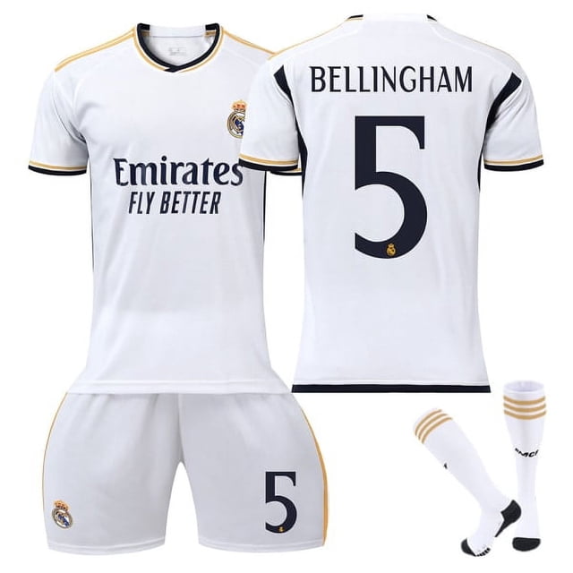 23-24 Bellingham 5 Real Madrid Jersey Nueva temporada Últimas camisetas de fútbol para adultos para niños Niños 24 (130-140 cm) Sincero Electrónica