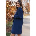 thumbnail image 4 of Women's Blue Split V Neck Ruffled Sleeves Shirt Dress, 4 of 19