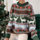 thumbnail image 4 of Suéter navideño con estampado integral para mujer, jersey de punto holgado informal de manga larga de invierno 2024, jersey de gran tamaño, ropa cálida y suave con aspecto navideño, 4 of 5