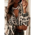 thumbnail image 6 of Women Long Sleeve Button Down Cotton Linen Shirt Western Cowgirl Vintage Elegant Boho Floral Printed Blouses S, 6 of 10