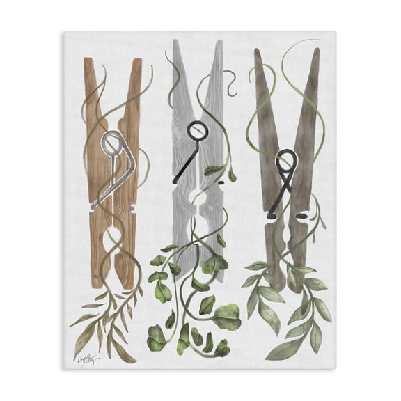 Stupell Industries Ivy Wrapped Clothespins Canvas Wall Art, design by Elizabeth Medley