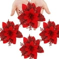 thumbnail image 2 of 24 piezas de flores de Navidad, flores de Navidad artificiales, árbol de Navidad con purpurina, flores artificiales de Navidad, Navidad con purpurina Ormromra HFP-0472-3, 2 of 6
